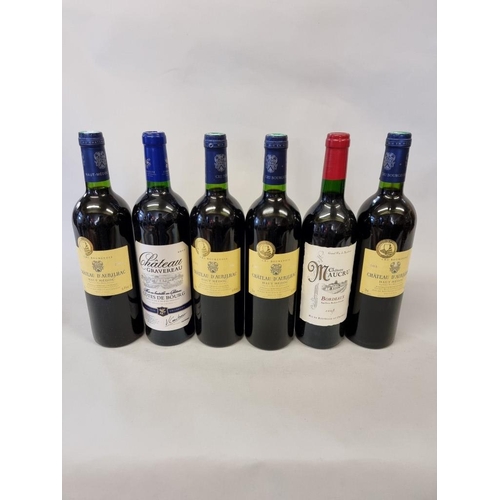 99 - Six 75cl bottles of Claret, comprising: Chateau Gravereau, 2012; Chateau Maucru, 2008; Chateau d'Aur... 