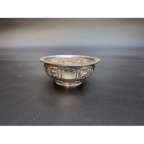 338 - A small Victorian silver circular Zodiac bowl, by Charles Stuart Harris, London 1884, 9cm diameter, ... 