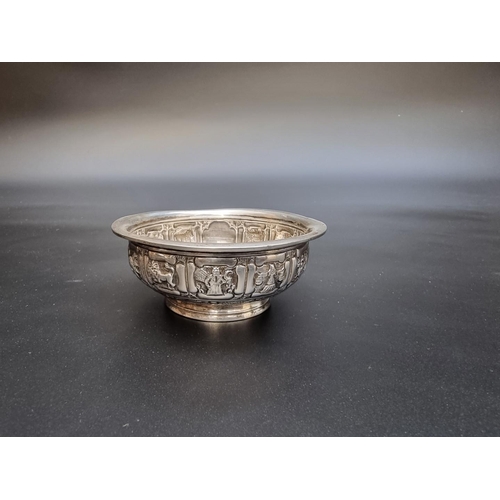 338 - A small Victorian silver circular Zodiac bowl, by Charles Stuart Harris, London 1884, 9cm diameter, ... 