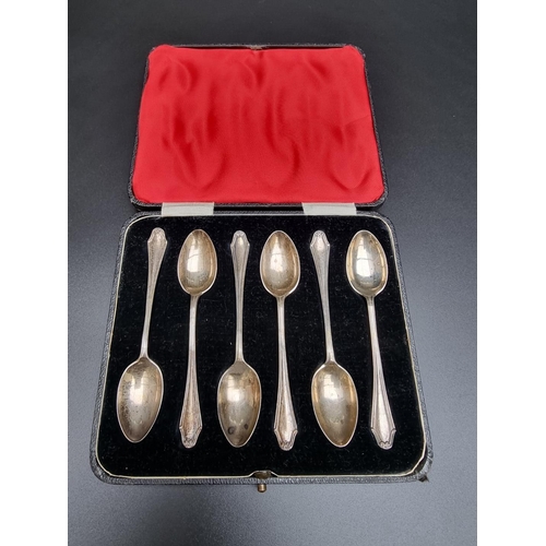 370 - A cased set of six silver teaspoons, by Josiah Williams & Co, London 1930, 47g.