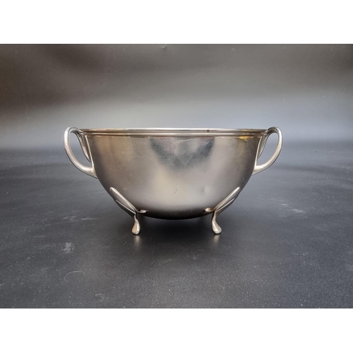 379 - A Danish white metal twin handled bowl, stamped 'VC', assayer Simon Groth, 1863-1904, 14.5cm diamete... 