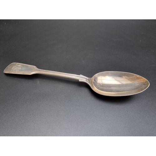 390 - A Victorian silver fiddle and thread table spoon, by George Whiting, London 1859, 85g.... 