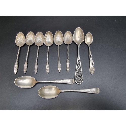 393 - A set of six silver apostle spoons, by Walker & Hall, Sheffield 1897; together with two other si... 