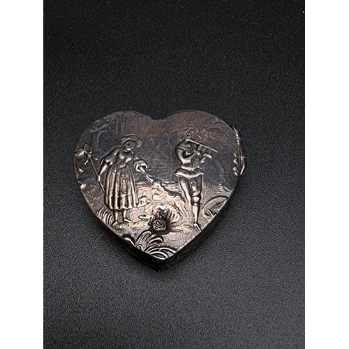 411 - A small continental silver heart shaped box, Samuel Boyce (or Boaz), Landeck import mark Sheffield 1... 