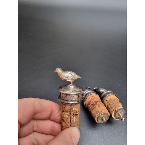 428 - Three silver game bird bottle stoppers, by Asprey & Co Ltd, London 1963/4, 6.6cm high.... 