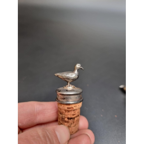 428 - Three silver game bird bottle stoppers, by Asprey & Co Ltd, London 1963/4, 6.6cm high.... 