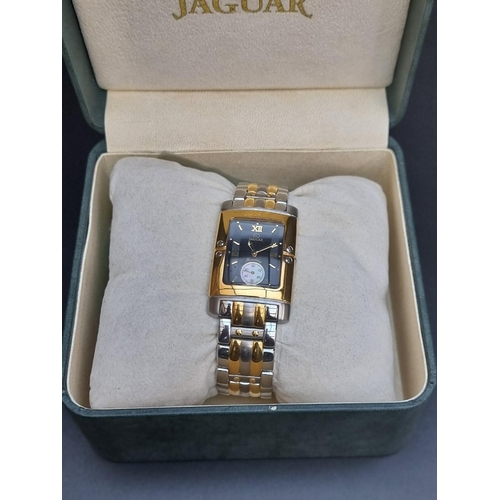 484 - A Jaguar J-283 stainless steel and gold plated quartz wristwatch, 26mm, boxed.