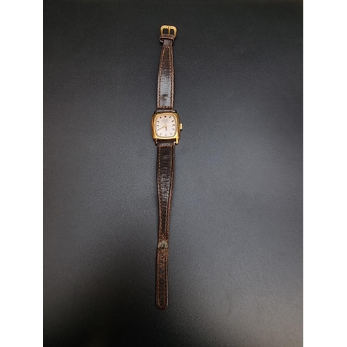 500 - A vintage Rotary gold plated Rotary manual wind wristwatch, 27mm, on brown leather strap, boxed; tog... 