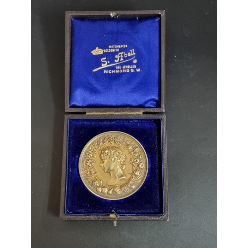 822 - Medals: a cased Victorian Richmond Horticultural Society medal, 5cm diameter.