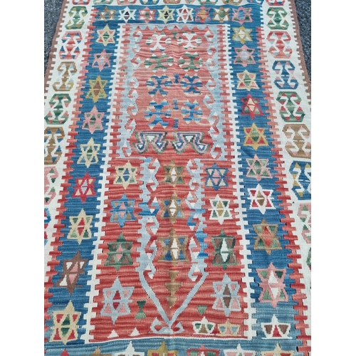 1006 - A Kelim carpet, having star and geometric design, 192 x 117cm. 