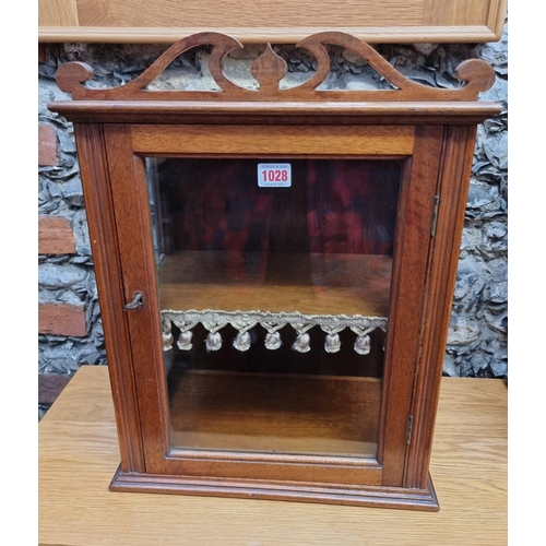 1028 - A small antique mahogany display cabinet, 51cm high x 39cm wide.