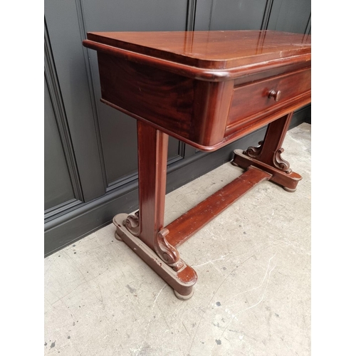 1036 - An Eastern hardwood single drawer side table, 107cm wide.