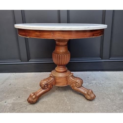 1057 - A Victorian carved mahogany and marble top circular centre table, 81cm diameter. ... 