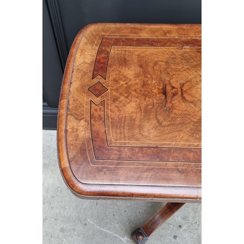 1061 - A Victorian walnut and inlaid card table, with swivel top, 92.5cm wide. 