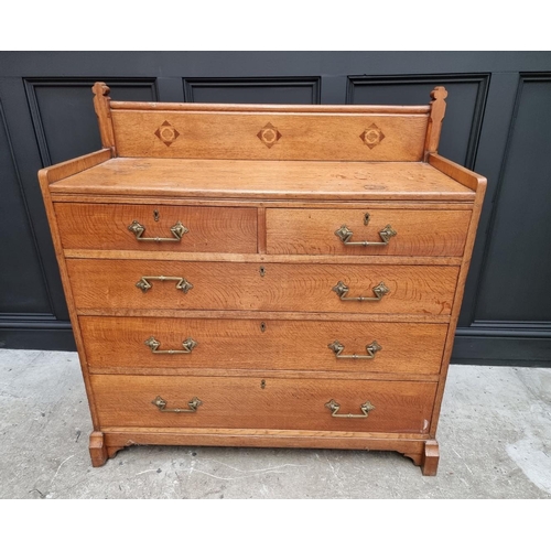 1074 - A good late Victorian, Gothic revival, oak and inlaid chest of drawers, in the manner of John Pollar... 