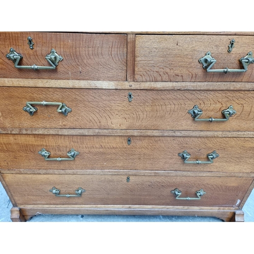 1074 - A good late Victorian, Gothic revival, oak and inlaid chest of drawers, in the manner of John Pollar... 