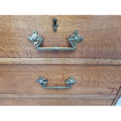 1074 - A good late Victorian, Gothic revival, oak and inlaid chest of drawers, in the manner of John Pollar... 