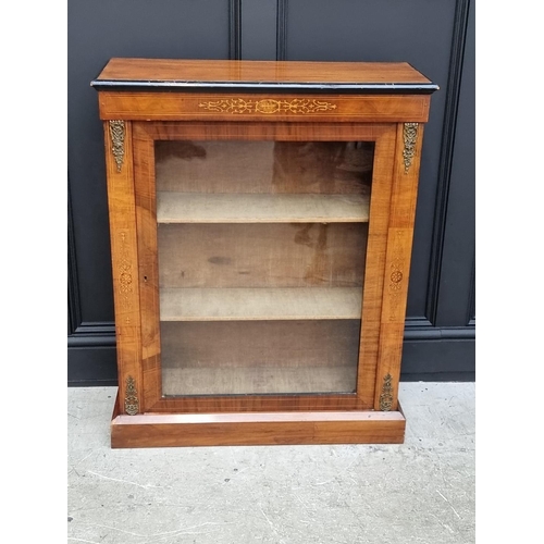 1078 - A Victorian walnut and inlaid pier cabinet, 79.5cm wide.