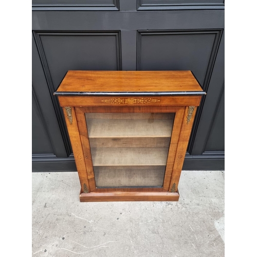 1078 - A Victorian walnut and inlaid pier cabinet, 79.5cm wide.