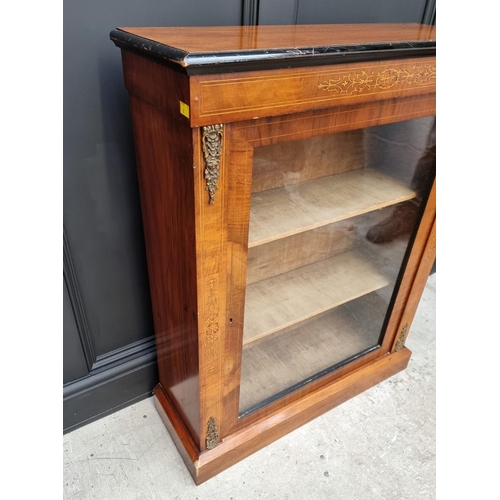 1078 - A Victorian walnut and inlaid pier cabinet, 79.5cm wide.