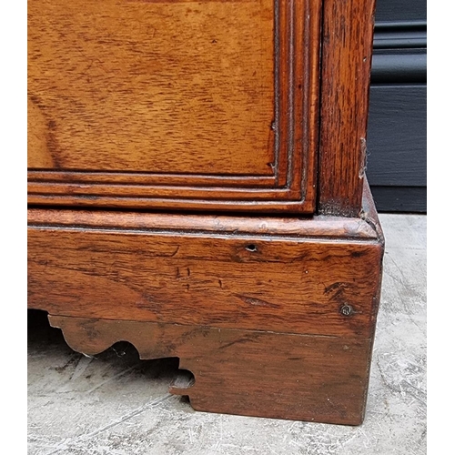 1112 - An unusually small 19th century teak and brass bound campaign chest, with secretaire drawer and side... 