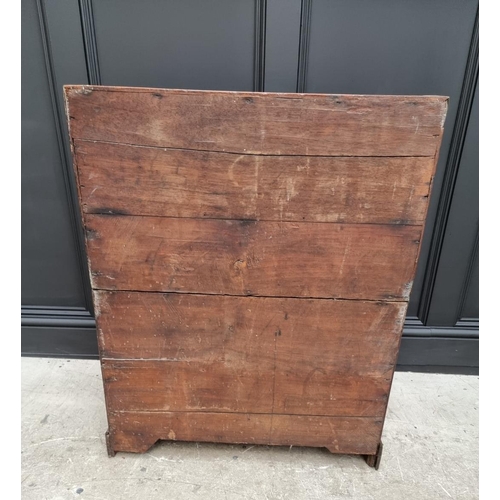 1112 - An unusually small 19th century teak and brass bound campaign chest, with secretaire drawer and side... 