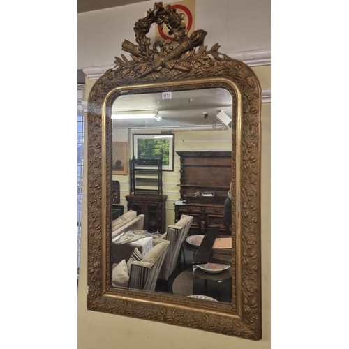 1113 - A late 19th century gilt gesso frame wall mirror, 102.5 x 61.5cm.  