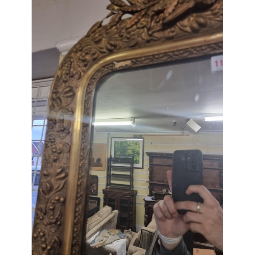 1113 - A late 19th century gilt gesso frame wall mirror, 102.5 x 61.5cm.  