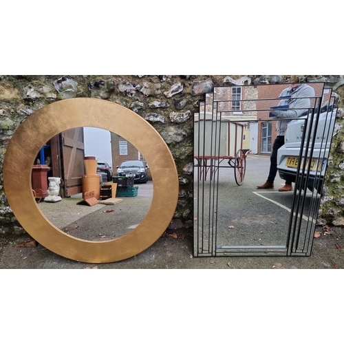 1126 - An Art Deco style wall mirror, 101.5cm x 73cm; together with another large gilt framed circular wall... 