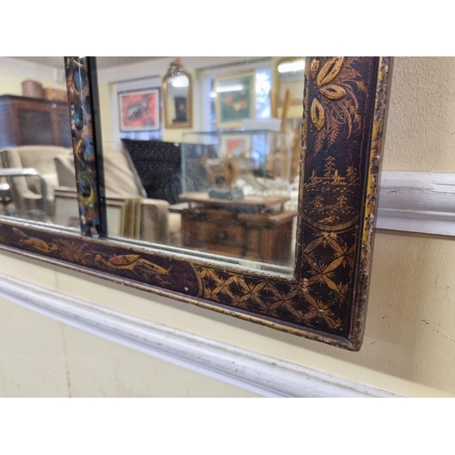 1131 - A 19th century gilt chinoiserie overmantel mirror, 58 x 115.5cm.