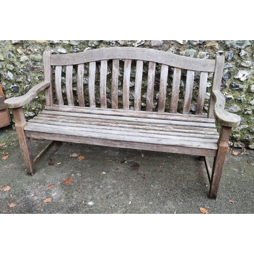 1145 - An Alexander Rose teak garden bench, 155cm wide.