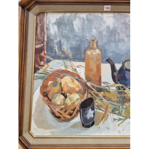 1163 - European School, still life of a teapot and other objects, unsigned, oil on canvas, 59 x 74cm. ... 