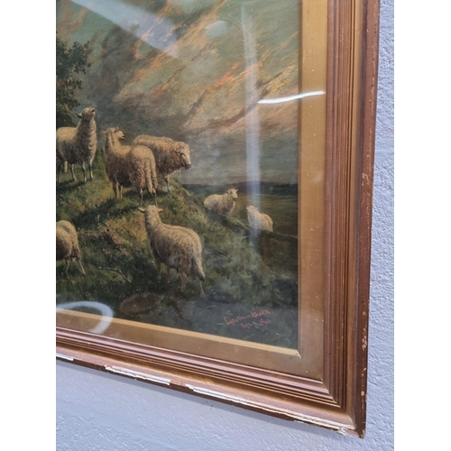 1174 - Eugene Verboeckhoven, sheep in a landscape, signed and dated Paris 184?, oil on canvas, 49 x 60... 