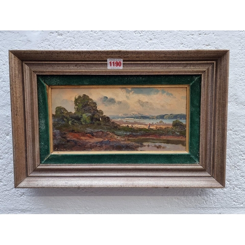 1190 - J **el, a figure in a river landscape, a pair, indistinctly signed, oil on board, 14 x 29cm.&nb... 