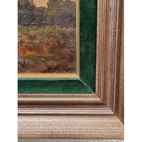 1190 - J **el, a figure in a river landscape, a pair, indistinctly signed, oil on board, 14 x 29cm.&nb... 