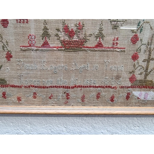 1205 - A William IV needlework sampler, by 'Dinah Rogers, Aged 10, November the 16, 1834', 52 x 40cm.... 