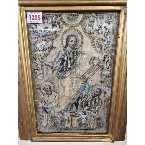 1225 - An unusual Continental icon of St John and The Poisoned Chalice, 18th/19th century, with painted fac... 