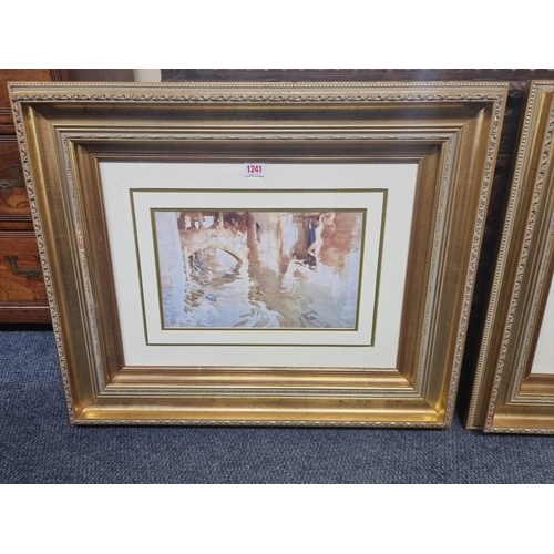 1241 - A pair of giltwood frames, each enclosing prints, the whole 57.5 x 71cm. 