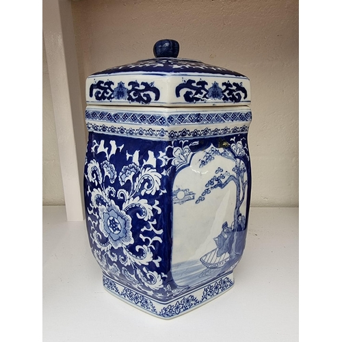 1276 - A Chinese blue and white hexagonal jar and cover, 35cm high. 