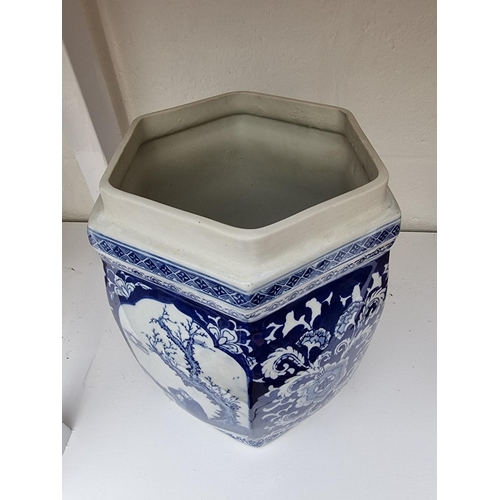 1276 - A Chinese blue and white hexagonal jar and cover, 35cm high. 