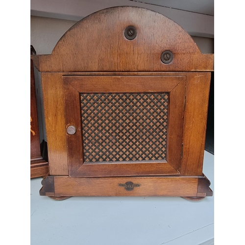 1282 - A late Victorian mahogany and inlaid mantel clock, the enamel dial inscribed 'Dent, London', strikin... 