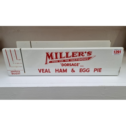 1291 - Advertising: an enamel Miller's pie cutting gauge, 40.5cm wide.  