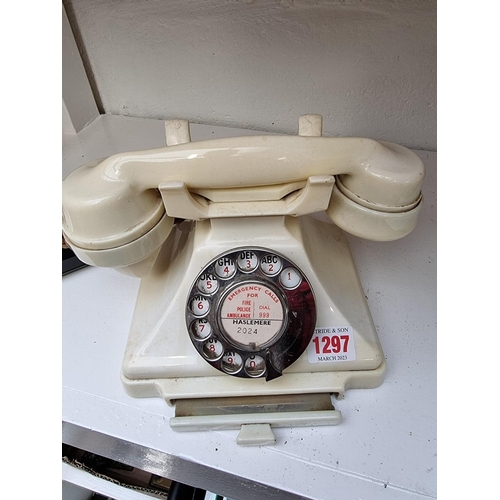 1297 - A vintage ivory Bakelite GPO telephone.  