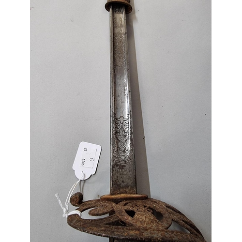 1632 - An 1854 pattern George V Light Infantry sword and scabbard, with gothic hilt, by Wilkinson, No.60880... 