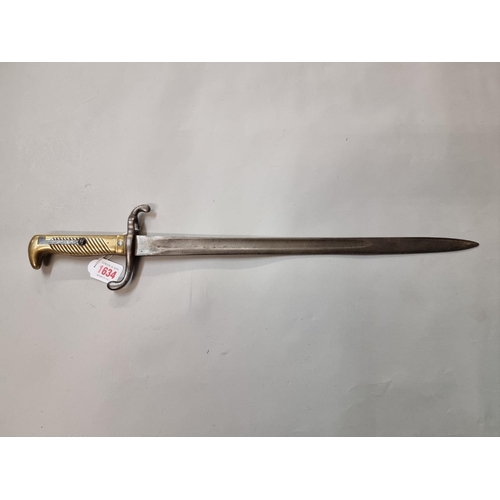 1634 - A German M1871 sword bayonet, indistinctly marked, possibly by Ernst Wilhelm & Co Suhl.... 