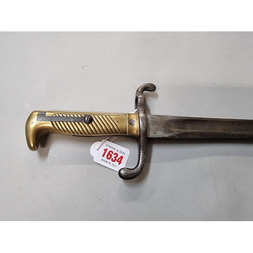 1634 - A German M1871 sword bayonet, indistinctly marked, possibly by Ernst Wilhelm & Co Suhl.... 