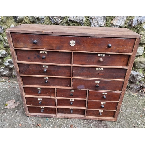 1679 - A small antique pine collectors chest, 51cm high x 56cm wide.