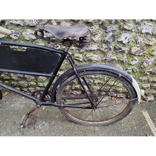 1704 - A vintage Raleigh tradesman's bicycle, with wicker basket to front pannier.