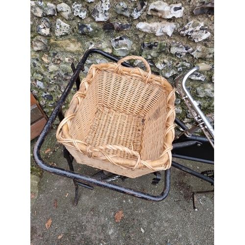 1704 - A vintage Raleigh tradesman's bicycle, with wicker basket to front pannier.