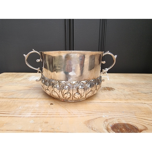 341 - A provincial Charles II silver porringer, maker's mark unidentified, York 1672, with later engraved ... 